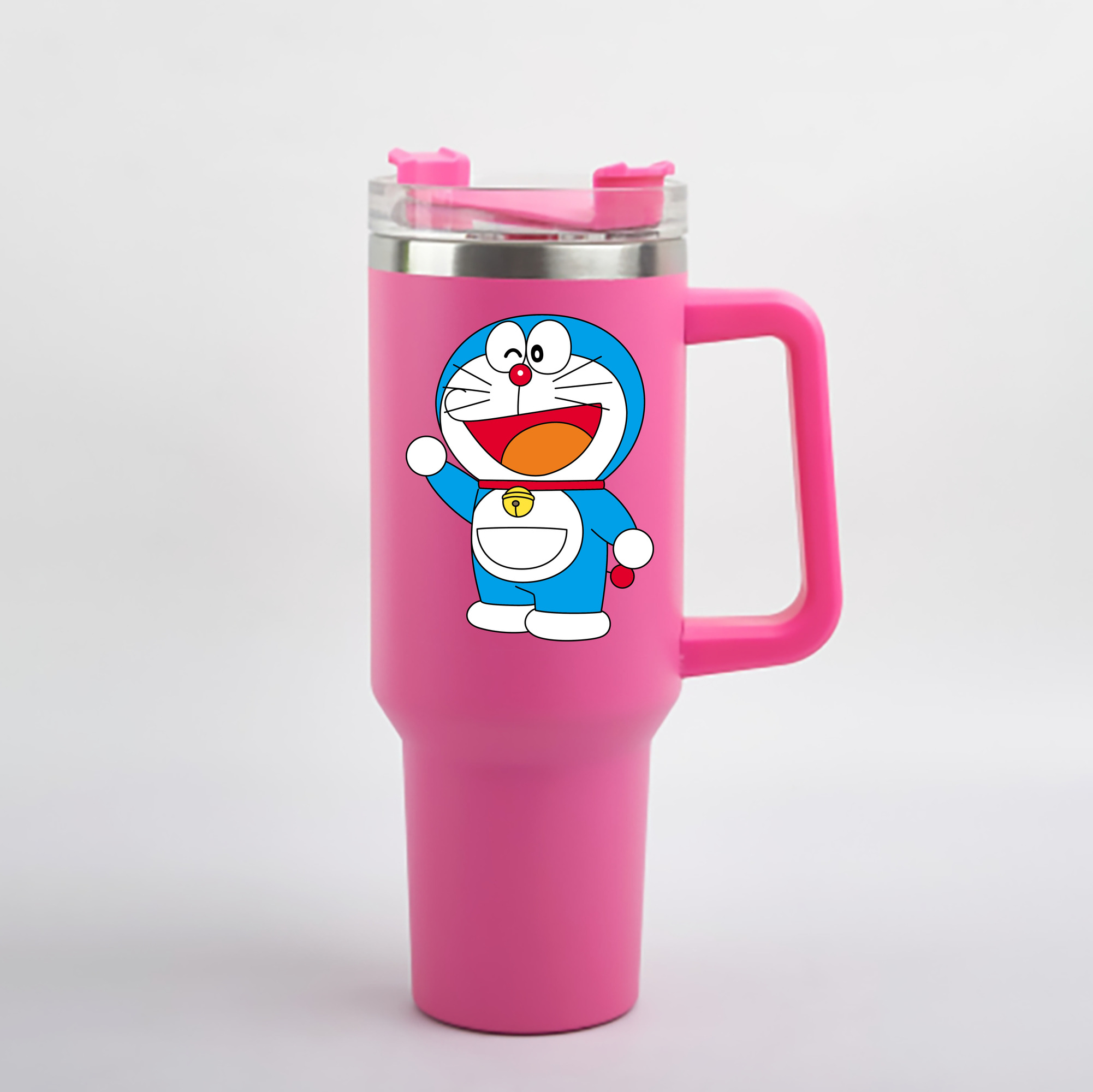 （画像用） ドラえもん Doraemon 1200mL車用タンブラー - クリスタルステッカー（プラスチックストロー付き）